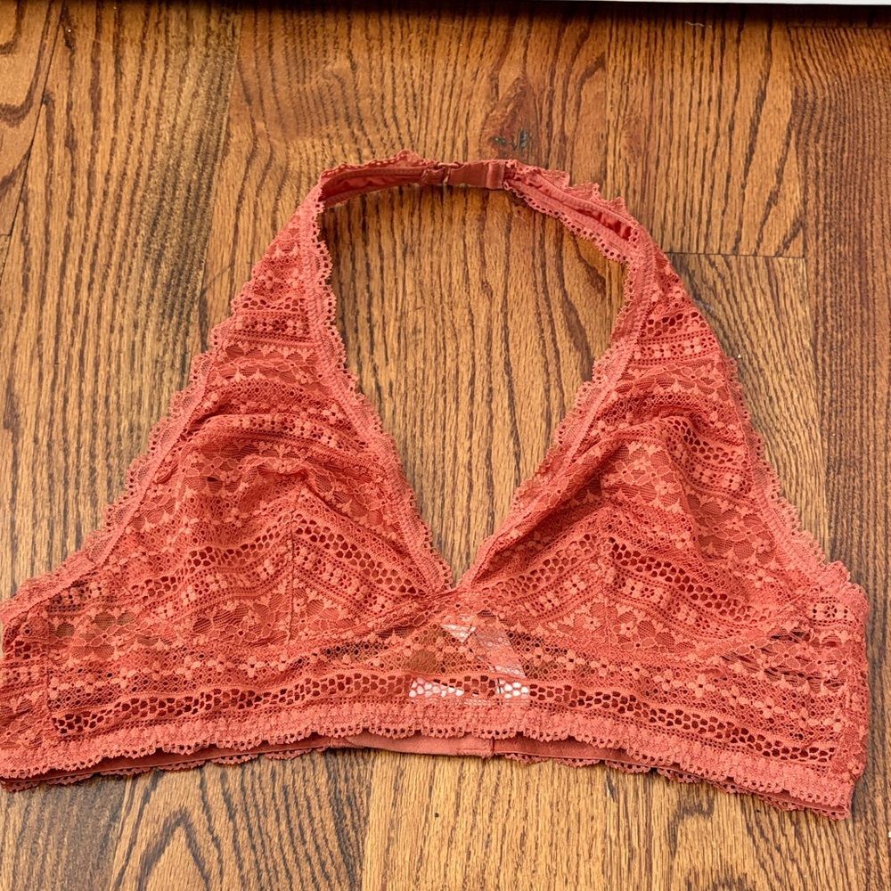 Victoria's Secret Lace Halter Bralette in Rust Size Large
